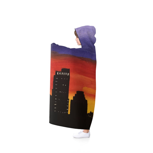 Sunset over Houston Skyline Youth Hooded Blanket | Houston Texas