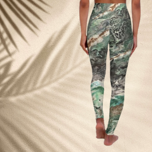 Emerald Swirl High Waisted Yoga Leggings