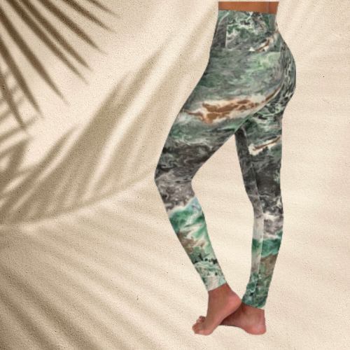 Emerald Swirl High Waisted Yoga Leggings