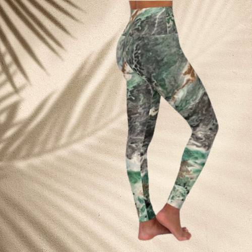 Emerald Swirl High Waisted Yoga Leggings