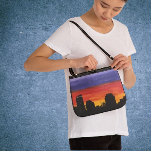 Sunset over Houston Skyline Shoulder Bag | Houston Texas