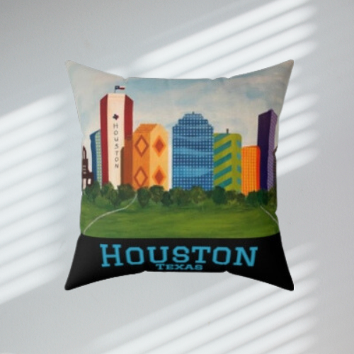 Houston Views Throw Pillow | Houston Texas (Black)