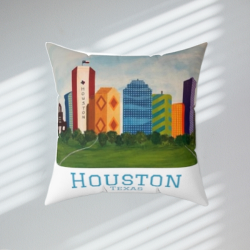 Houston Views Throw Pillow | Houston Texas (White)
