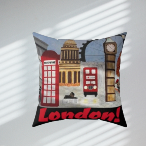 I love London Throw Pillow (Black)