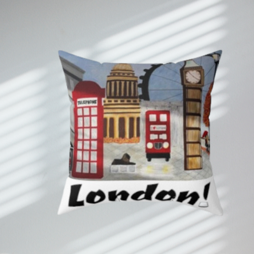 I love London Throw Pillow (White)