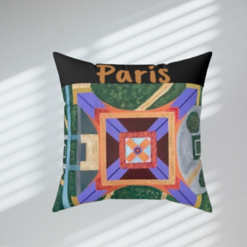 Paris Abstract Eiffel Tower Throw Pillow (Black)
