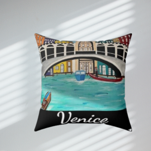 Venice Italy Throw Pillow (Black)