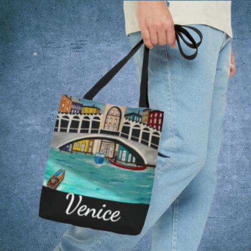 Venice Italy Tote Bag (Black)