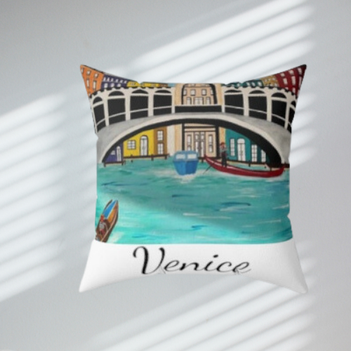 Venice Italy Throw Pillow (White)