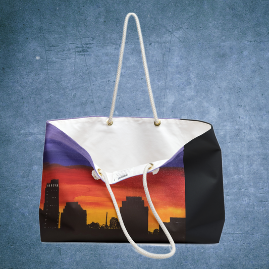 Sunset over Houston Skyline Weekender Bag | Houston Texas