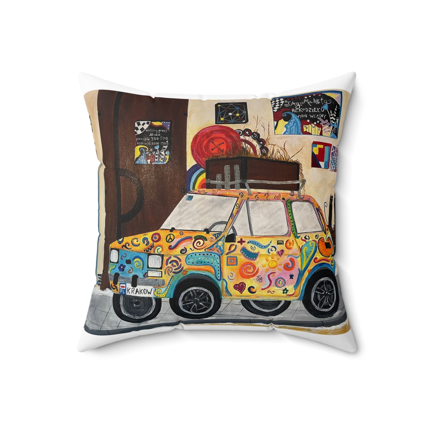 Krakow Poland Throw Pillow (White)