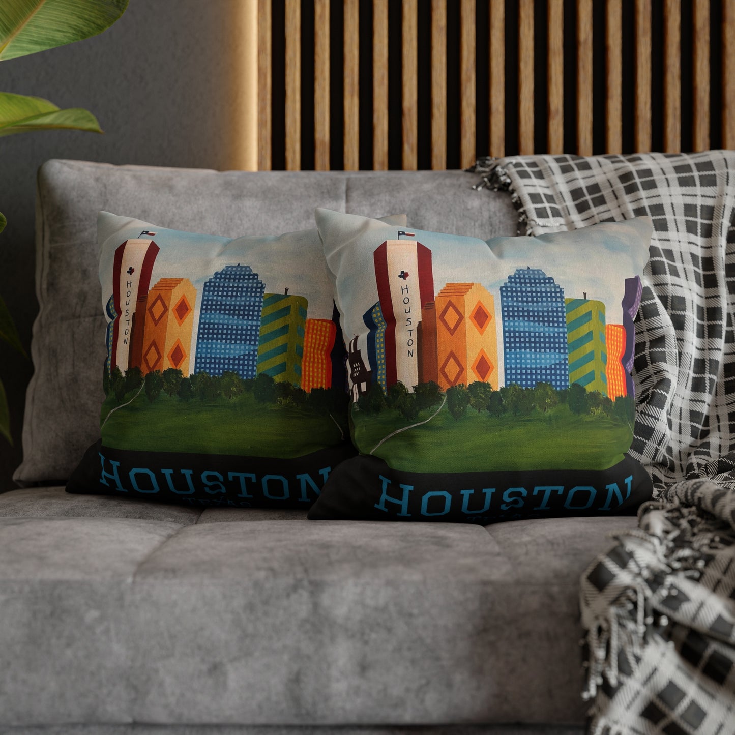 Houston Views Pillow Cover | Houston Texas (Black)