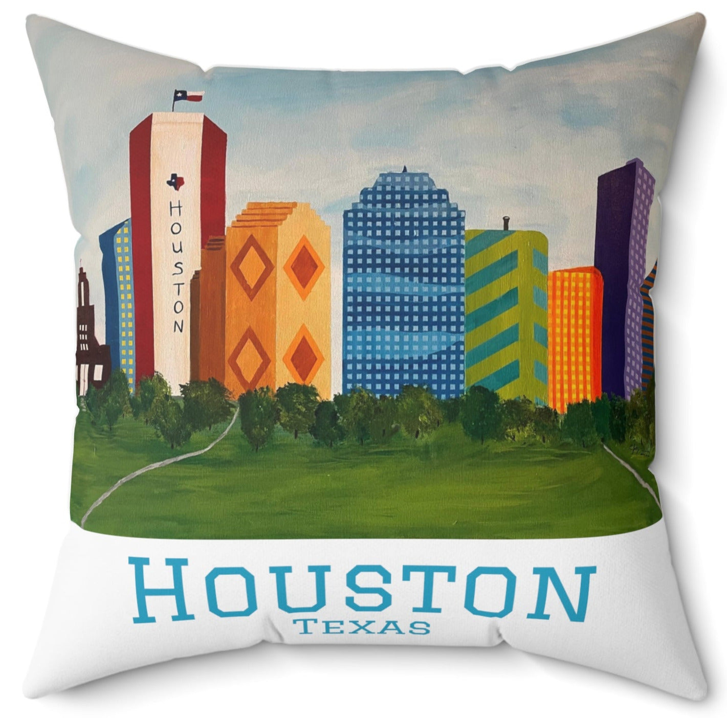 Houston Views Throw Pillow | Houston Texas (White)