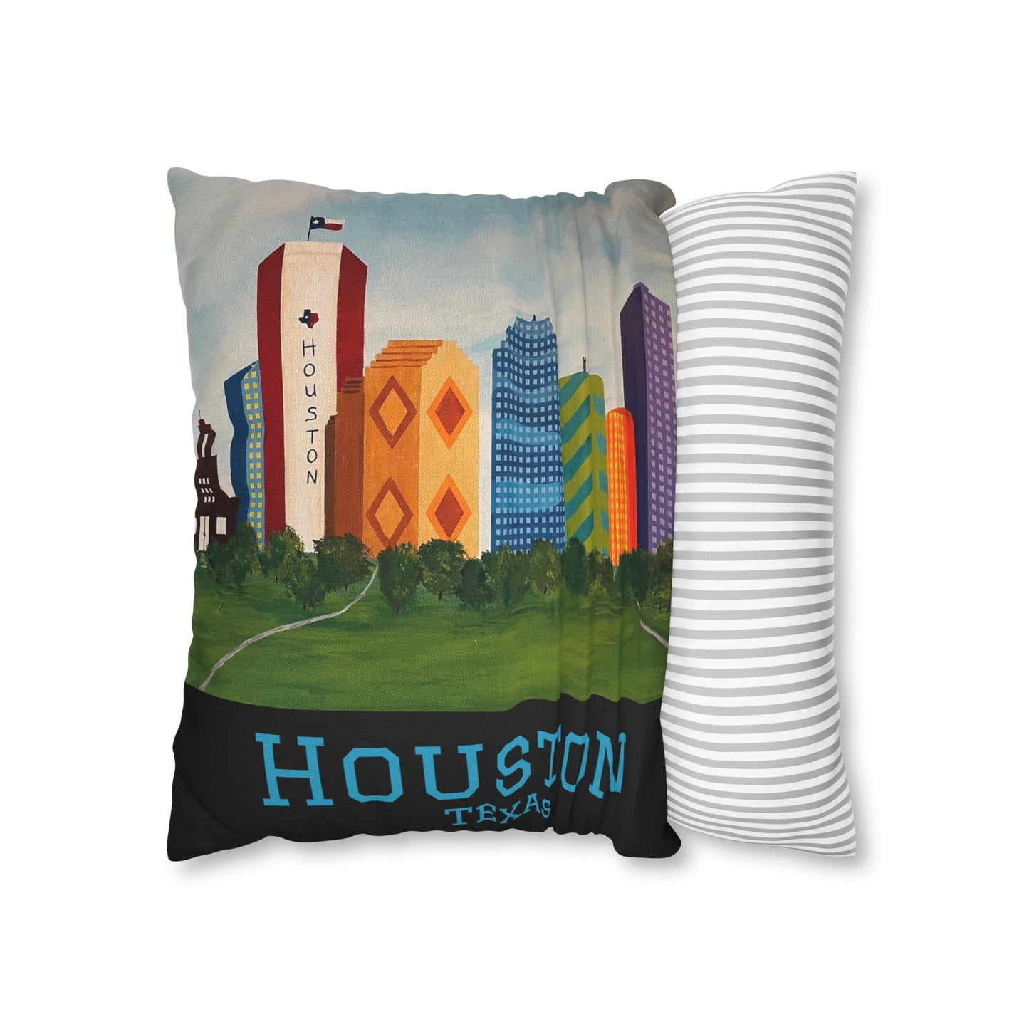 Houston Views Pillow Cover | Houston Texas (Black)