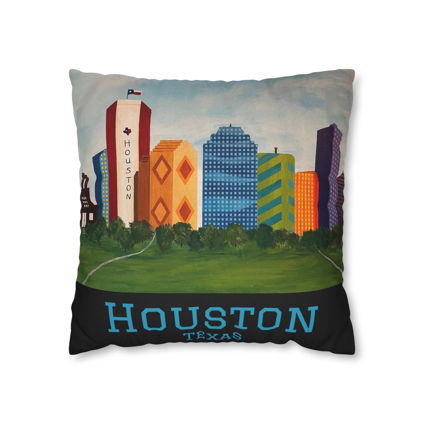 Houston Views Pillow Cover | Houston Texas (Black)