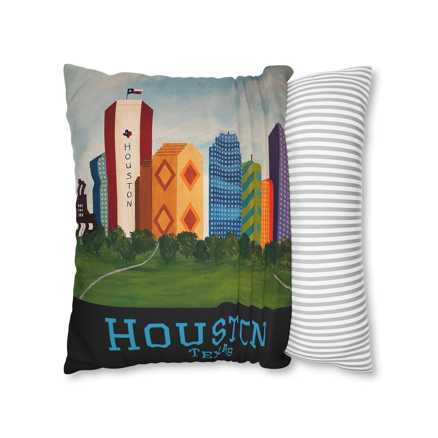 Houston Views Pillow Cover | Houston Texas (Black)