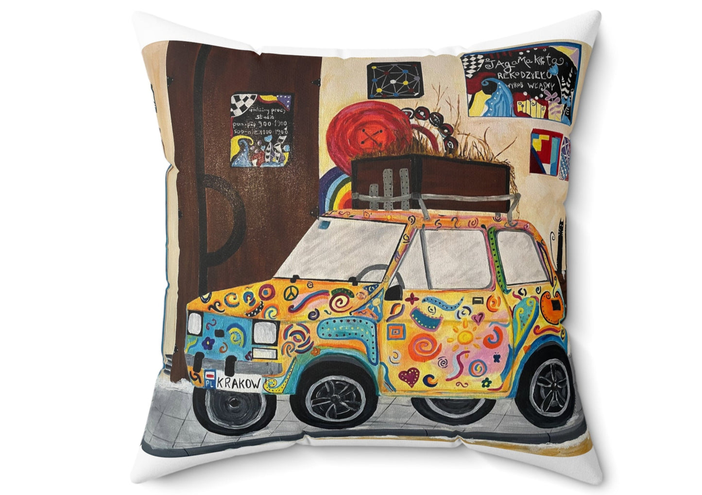 Krakow Poland Throw Pillow (White)