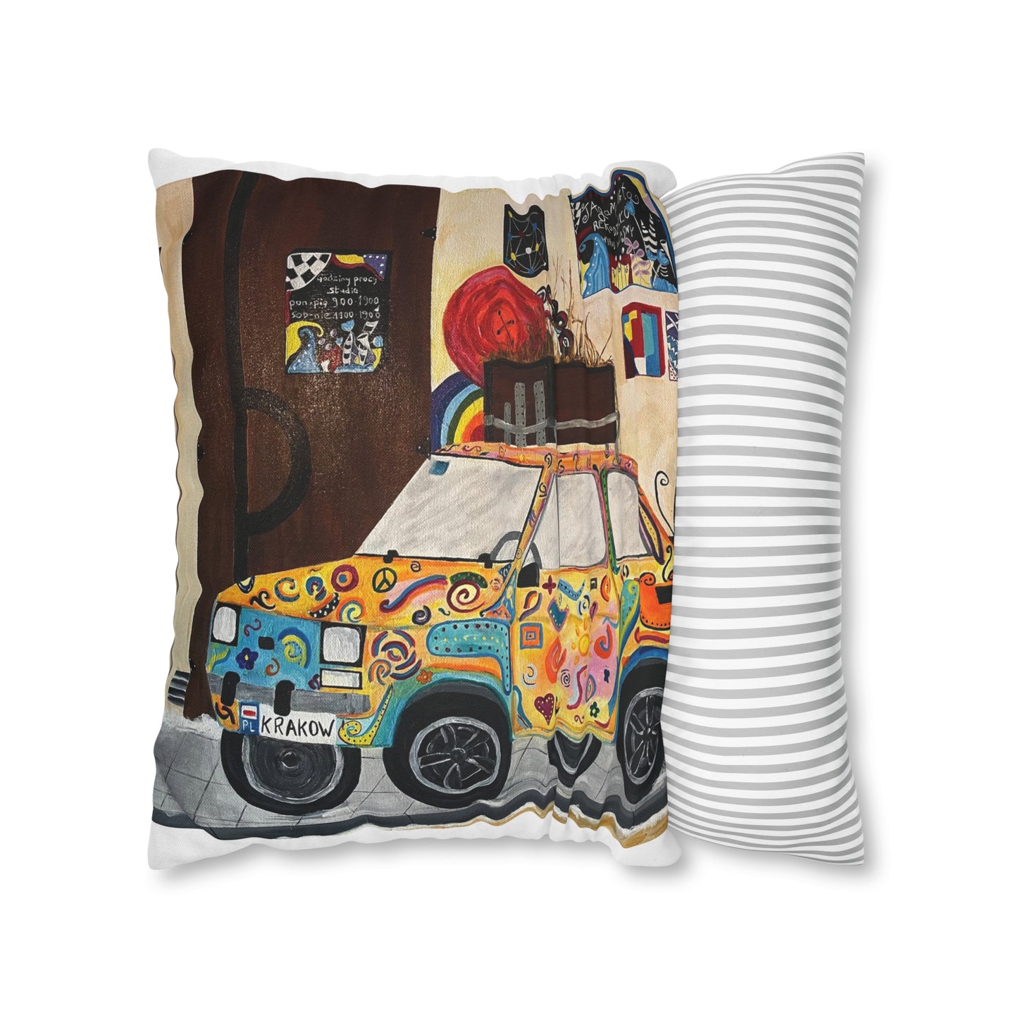 Krakow Poland Pillow Cover (White)