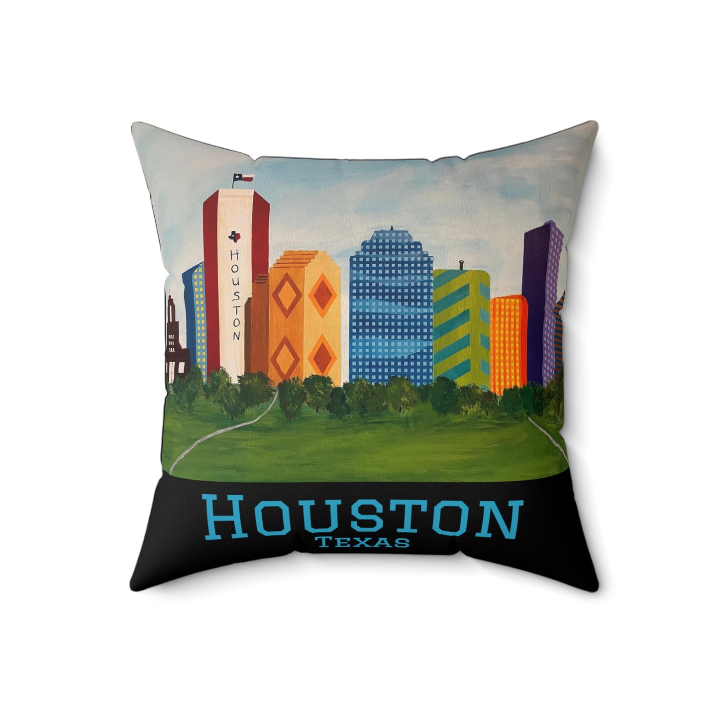 Houston Views Throw Pillow | Houston Texas (Black)