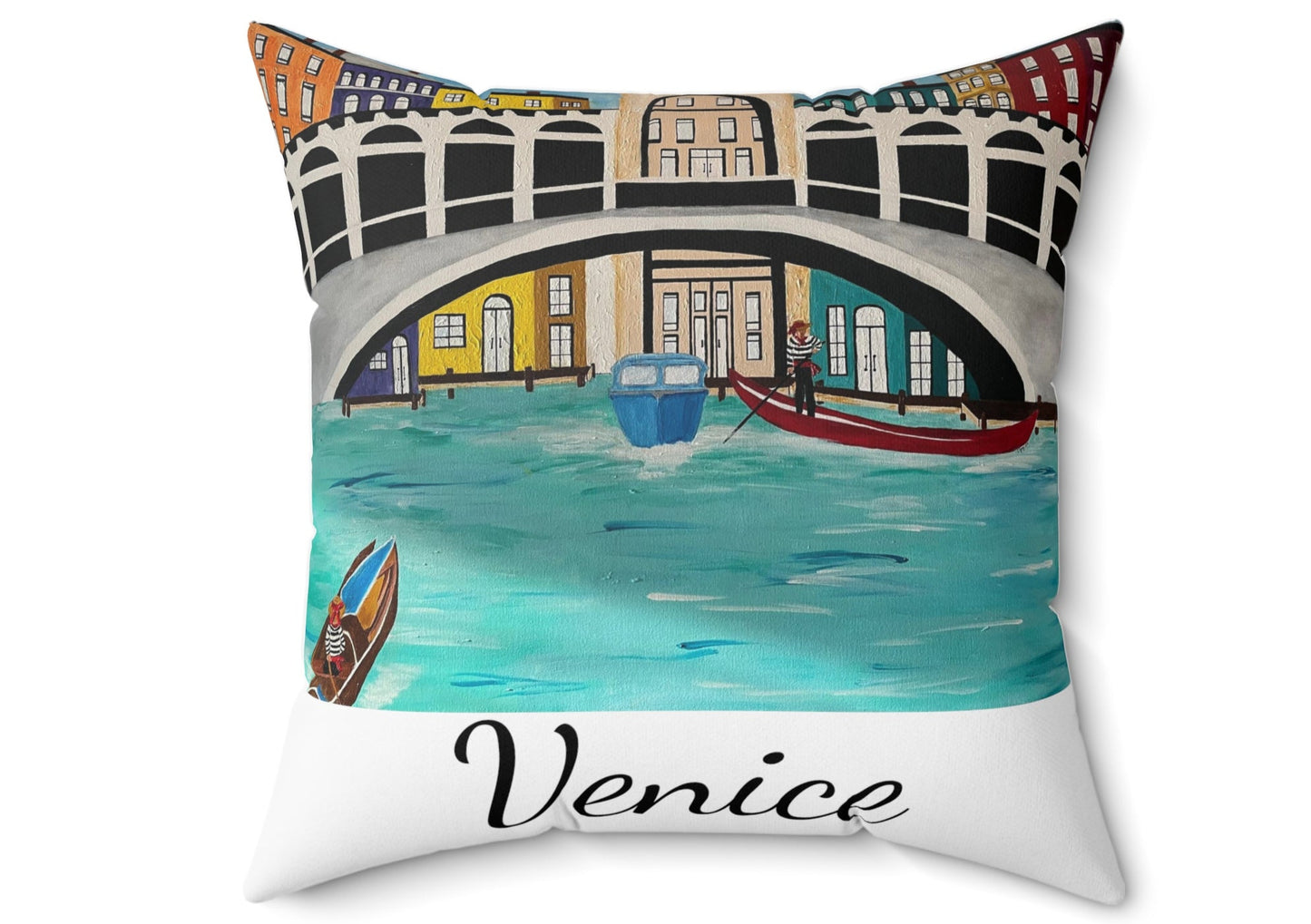 Venice Italy Throw Pillow (White)