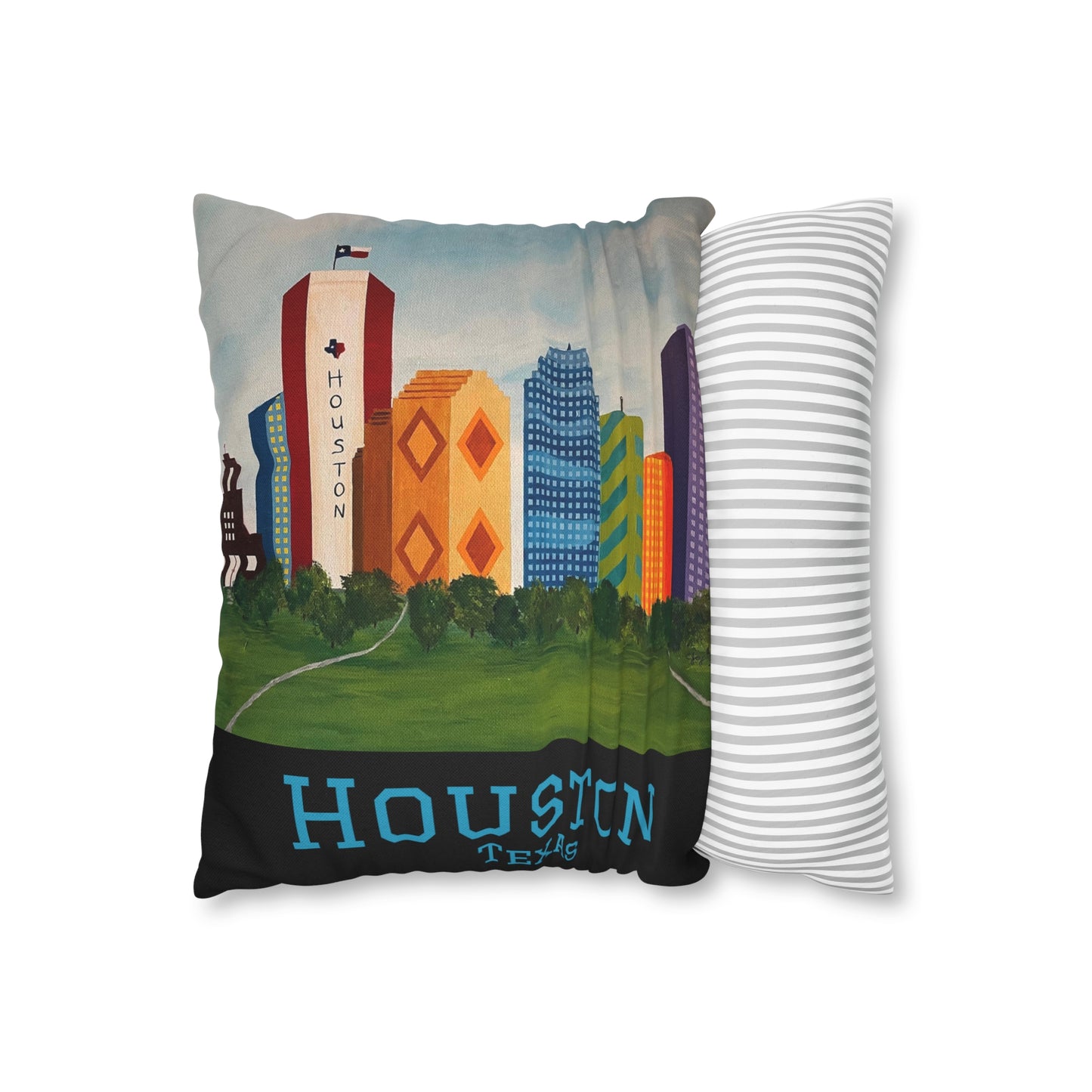 Houston Views Pillow Cover | Houston Texas (Black)