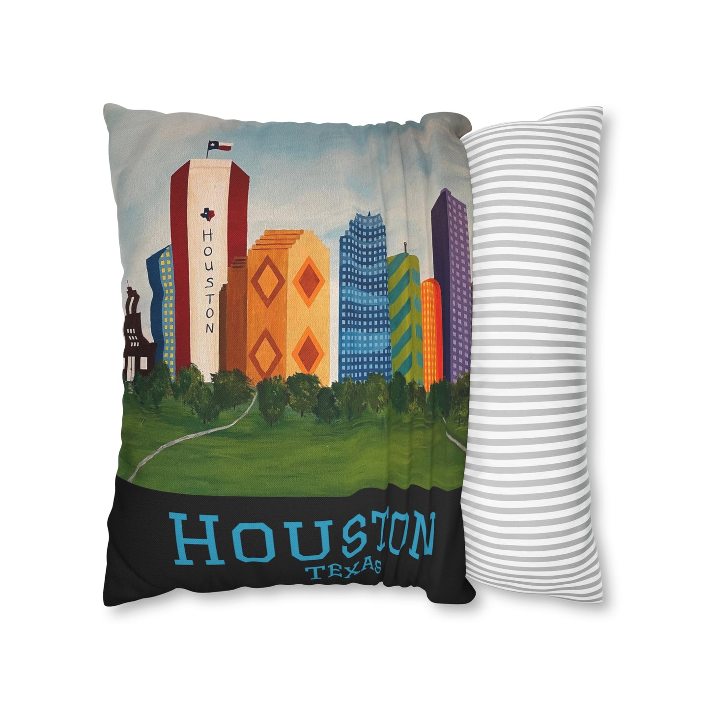 Houston Views Pillow Cover | Houston Texas (Black)