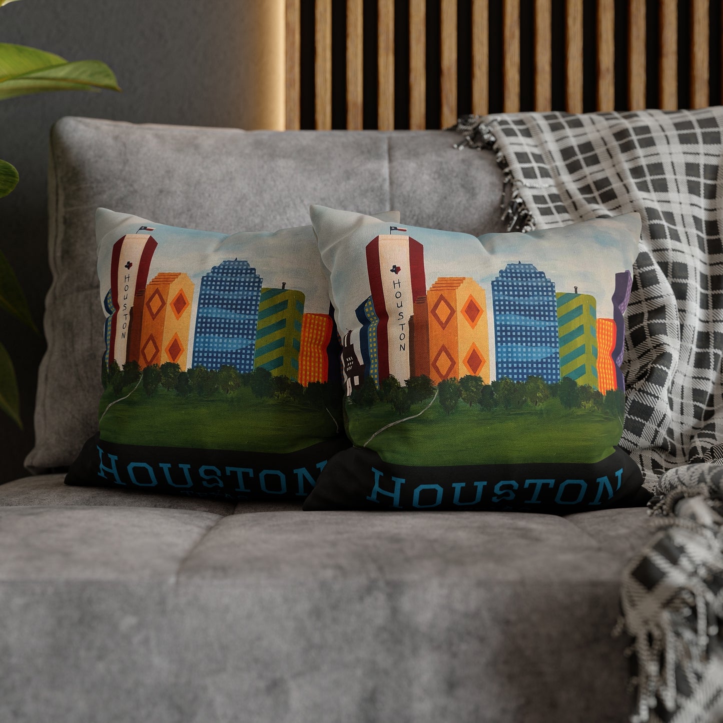 Houston Views Pillow Cover | Houston Texas (Black)