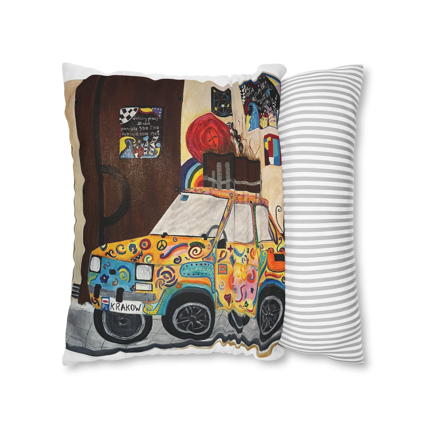 Krakow Poland Pillow Cover (White)