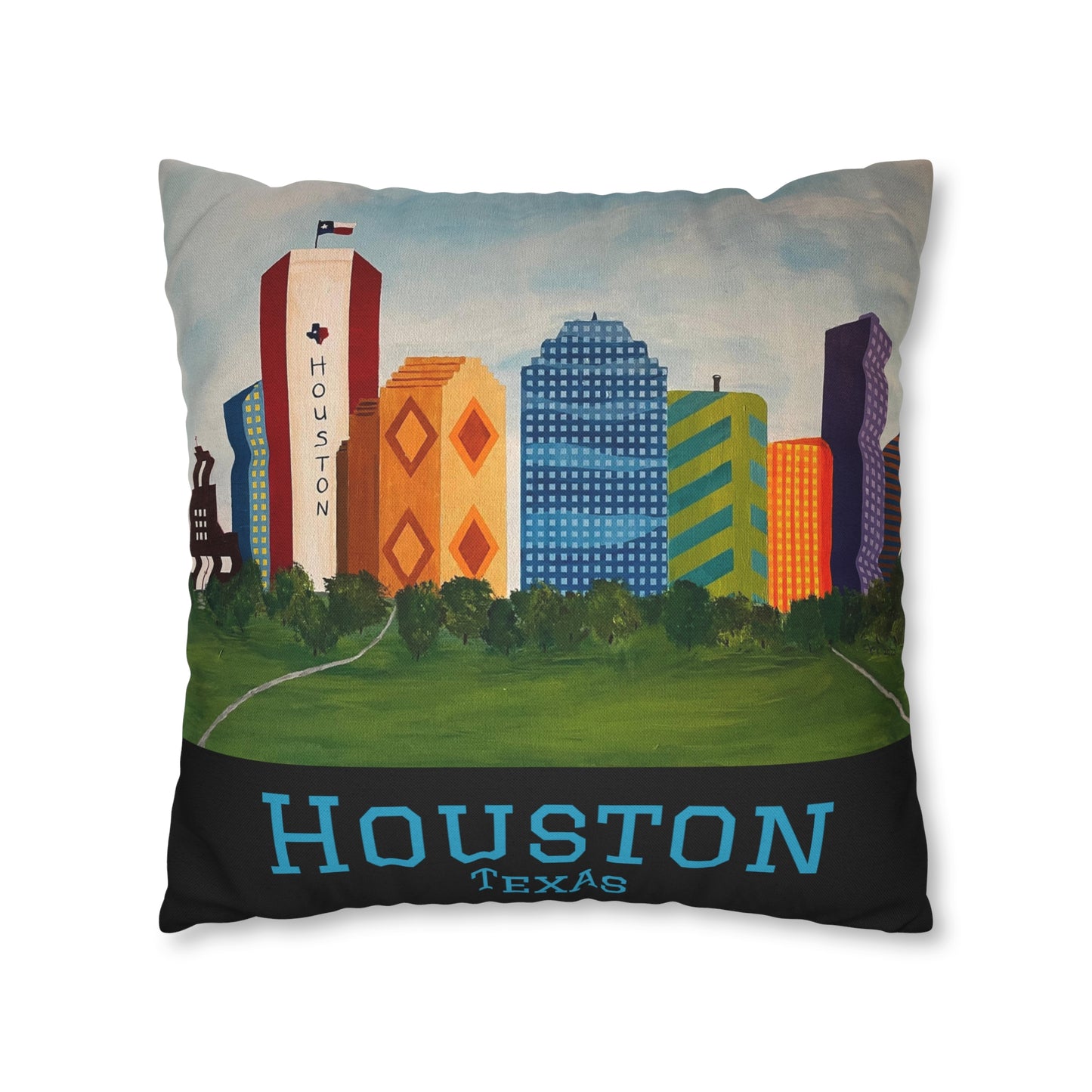 Houston Views Pillow Cover | Houston Texas (Black)