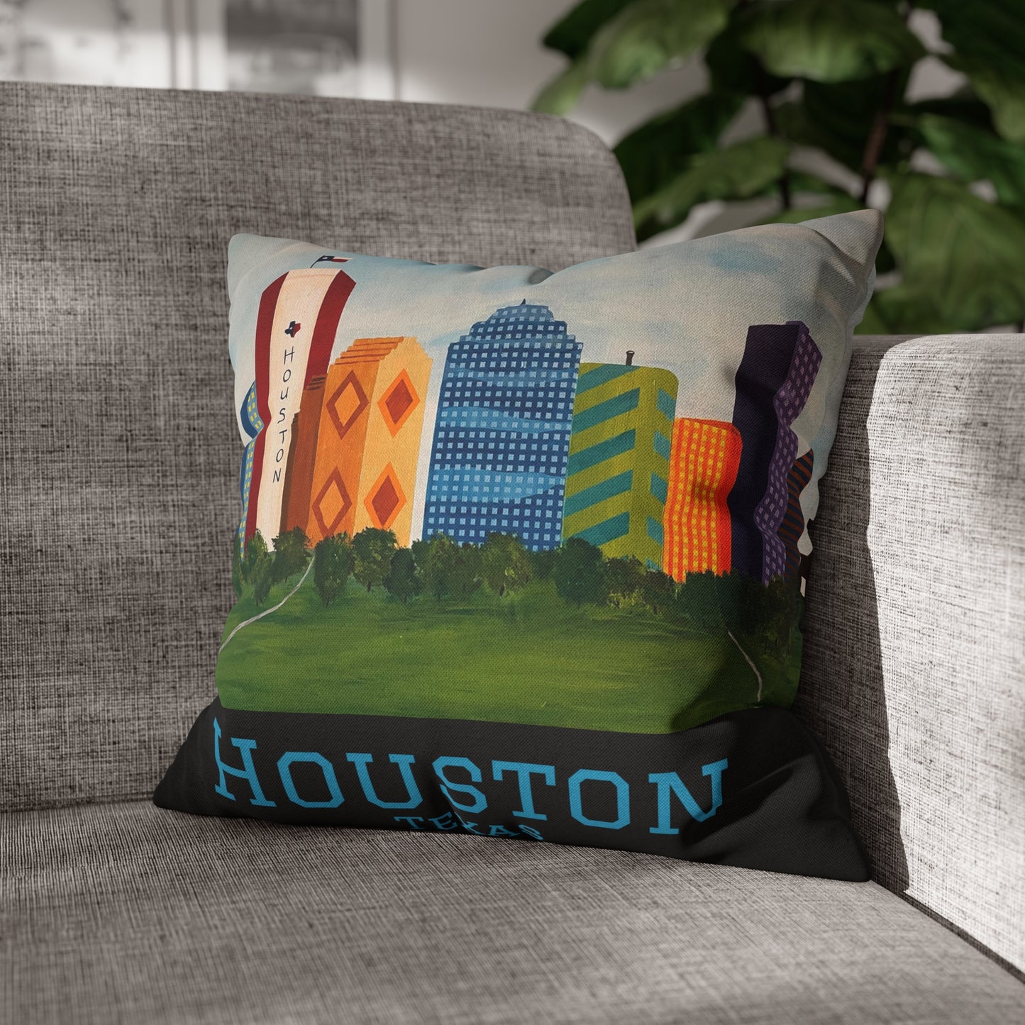 Houston Views Pillow Cover | Houston Texas (Black)