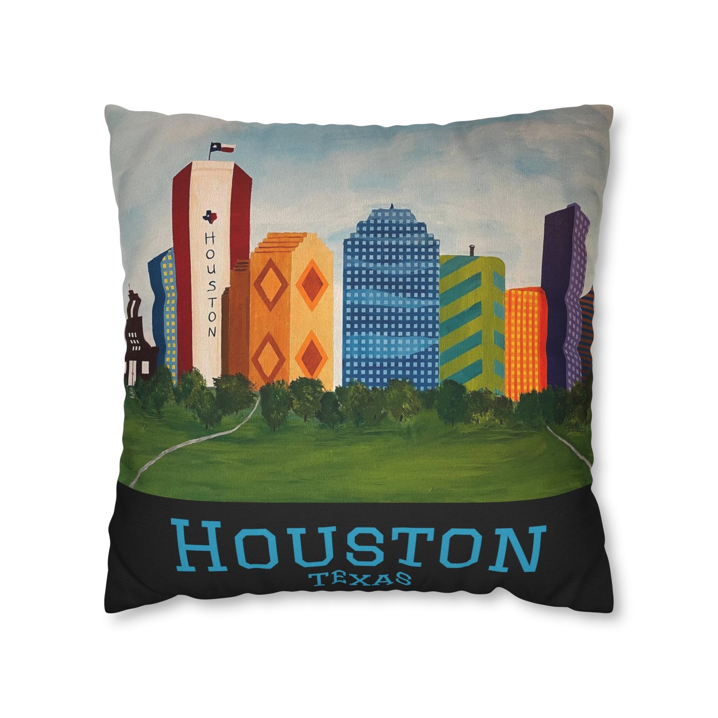 Houston Views Pillow Cover | Houston Texas (Black)