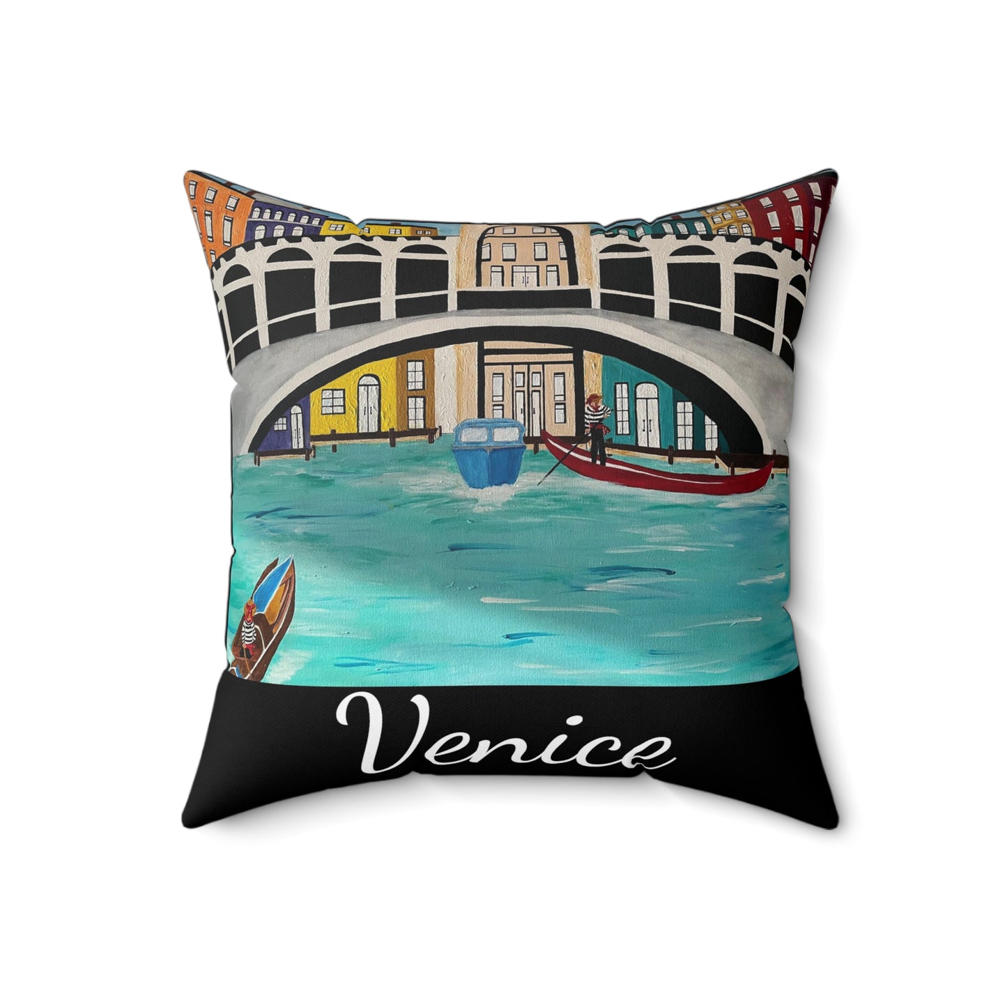 Venice Italy Throw Pillow (Black)