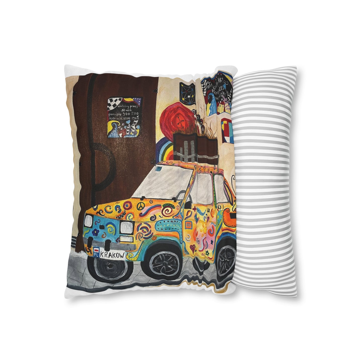 Krakow Poland Pillow Cover (White)