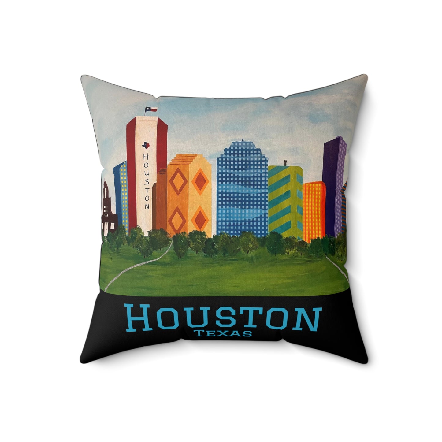 Houston Views Throw Pillow | Houston Texas (Black)