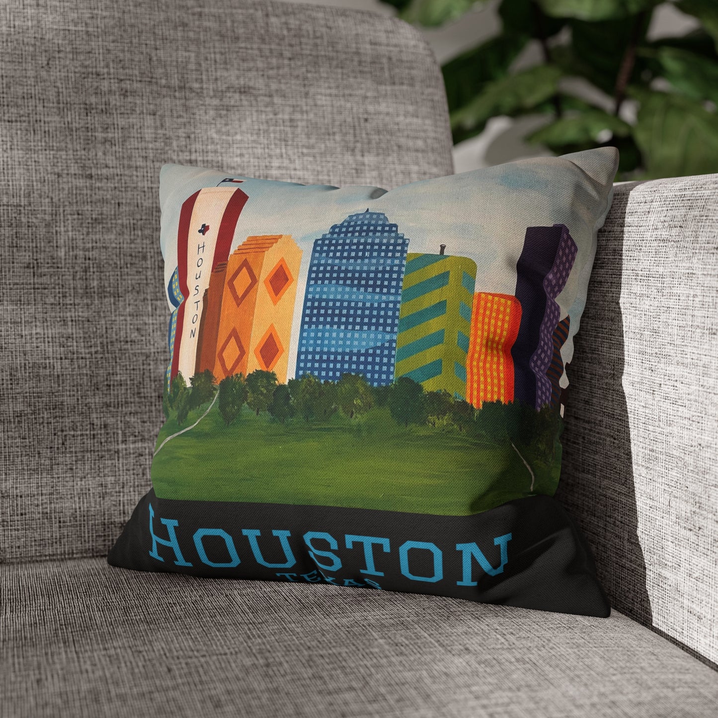 Houston Views Pillow Cover | Houston Texas (Black)