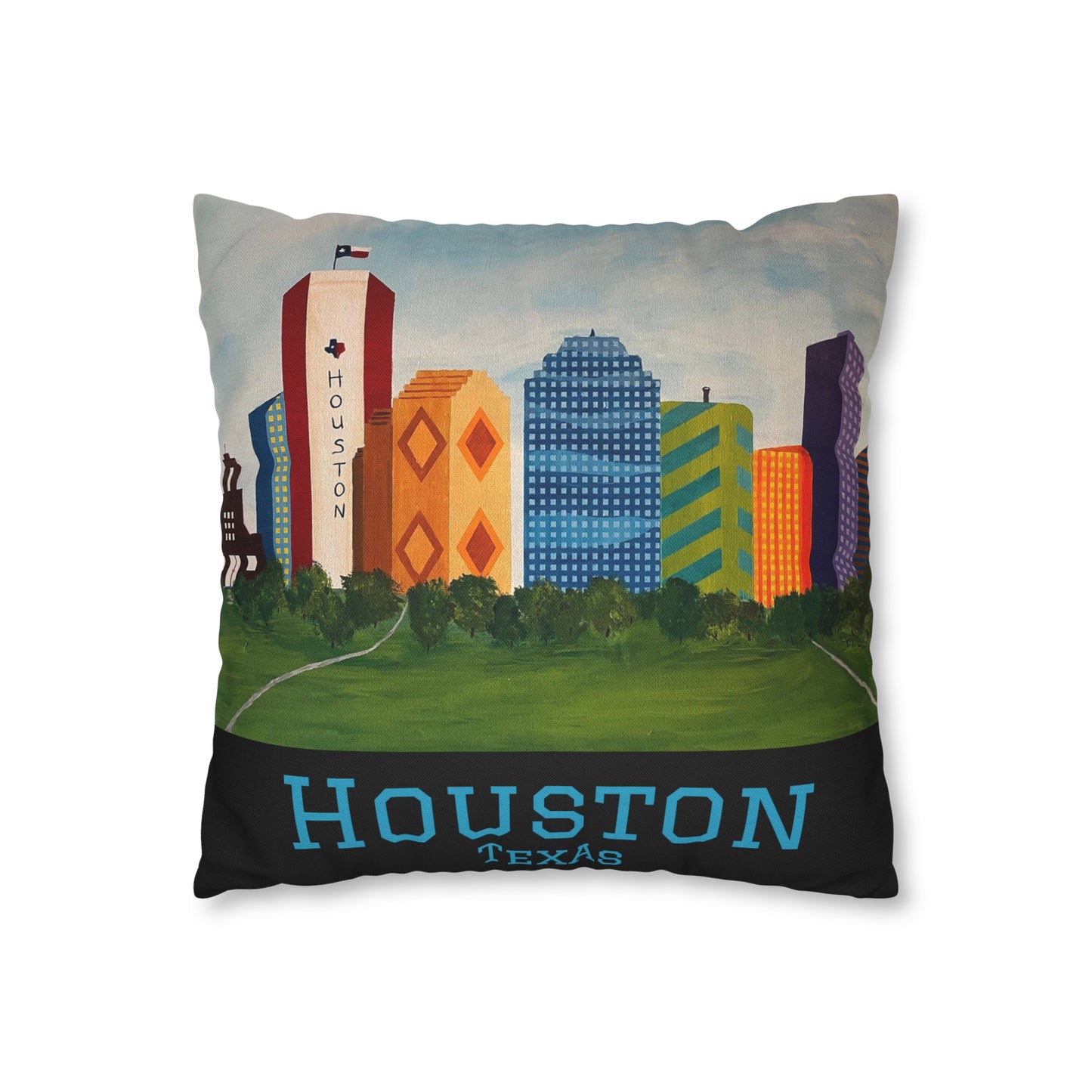 Houston Views Pillow Cover | Houston Texas (Black)
