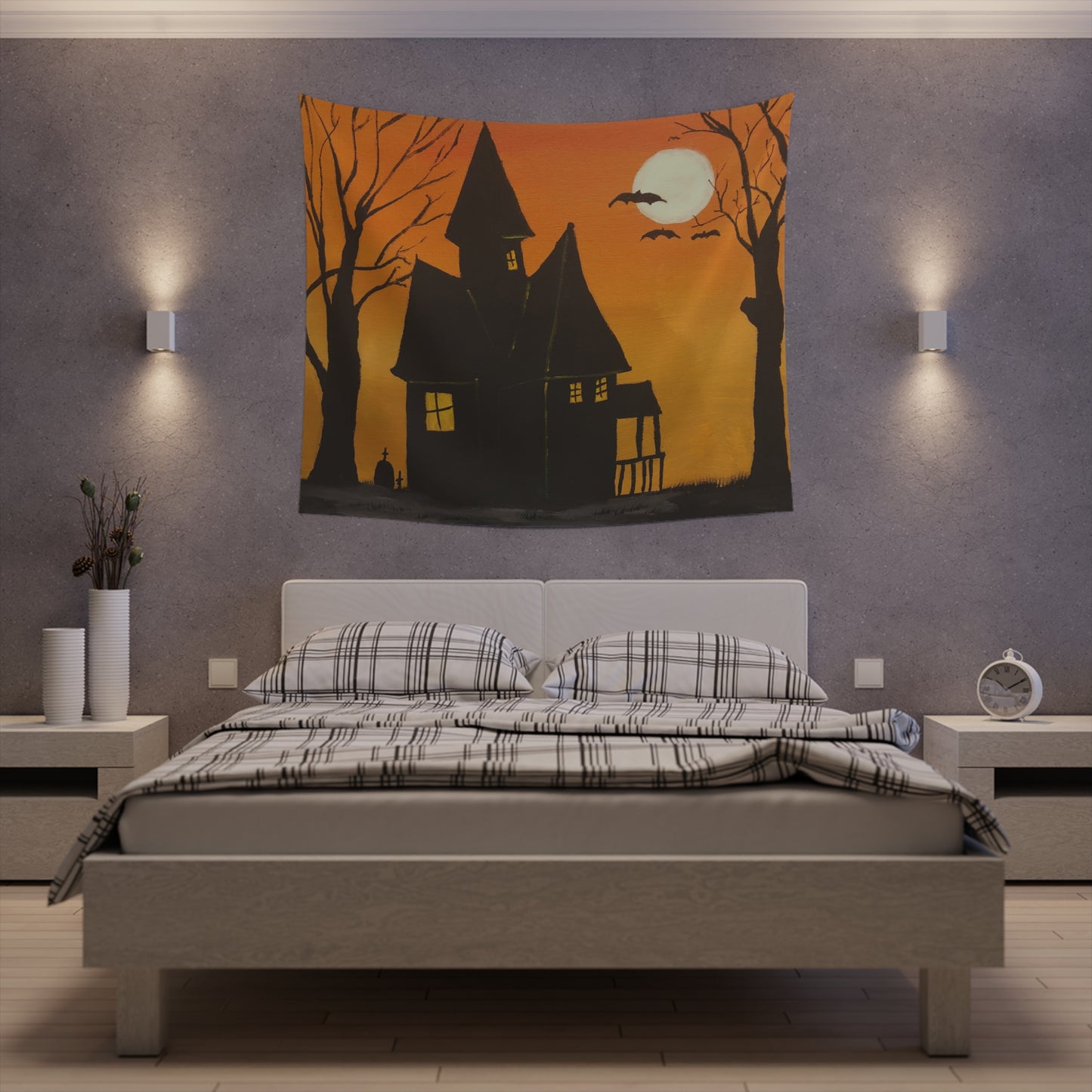 Halloween Spooky House Wall Tapestry