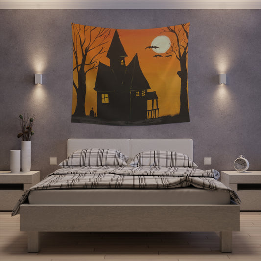 Halloween Spooky House Wall Tapestry