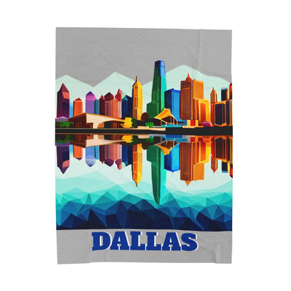 Dallas Texas Reflections Velveteen Plush Blanket