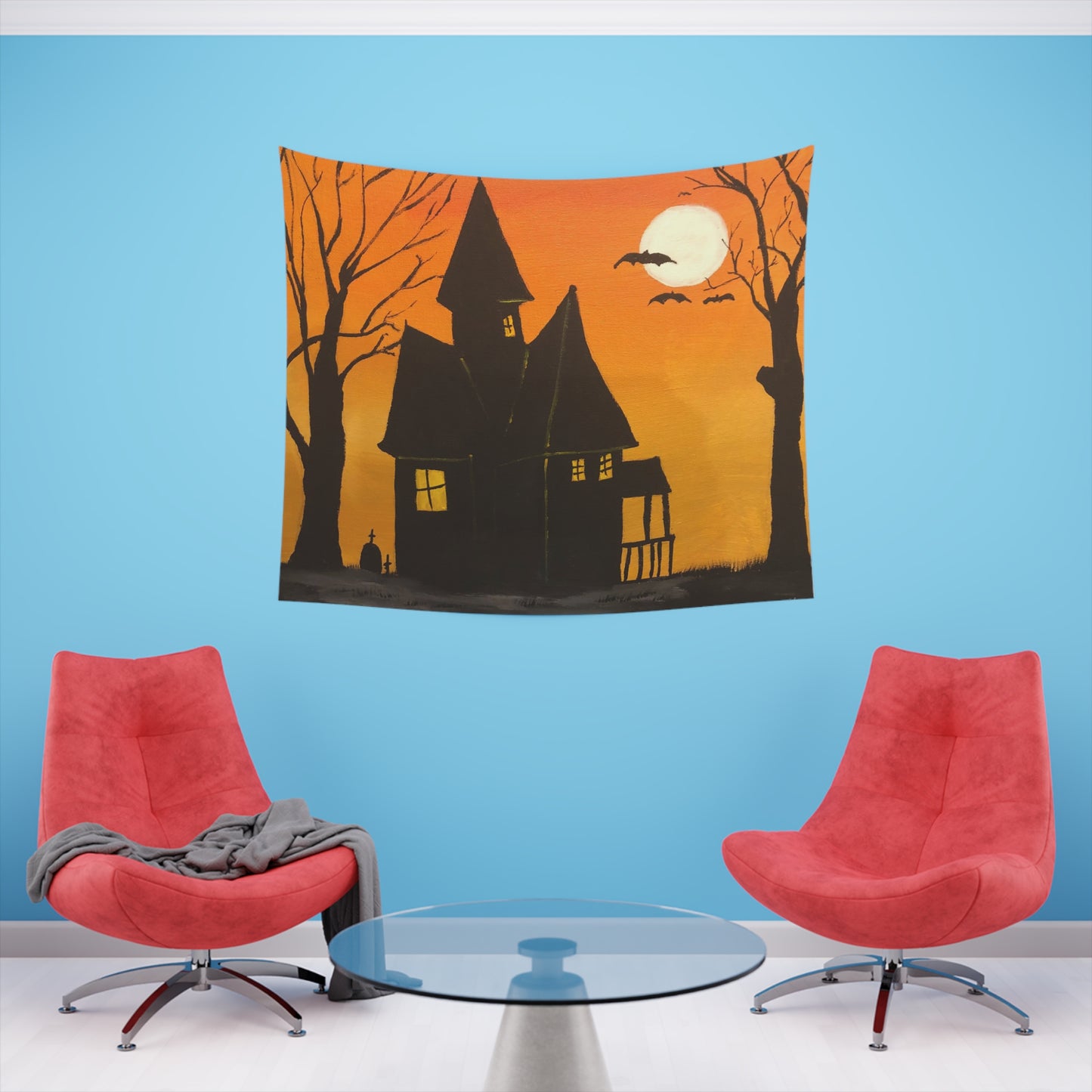 Halloween Spooky House Wall Tapestry