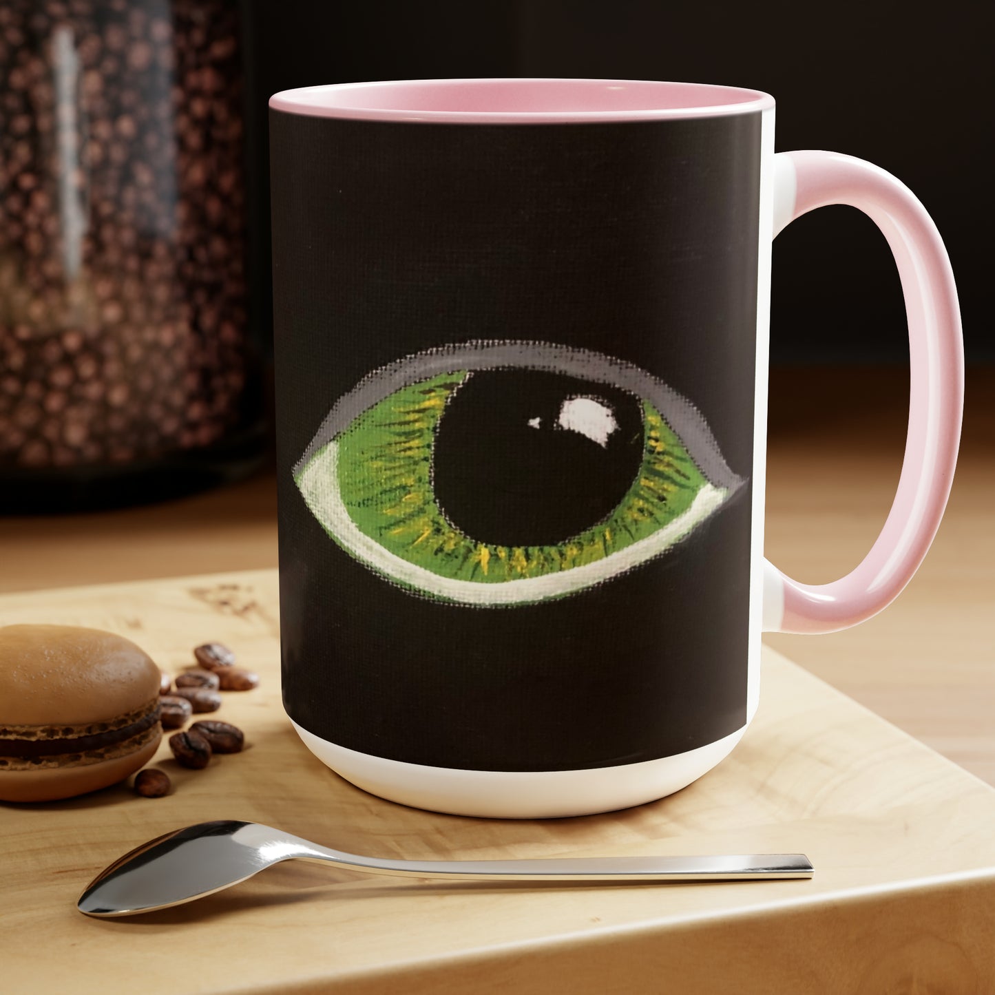 Halloween Spooky Eyes Two-Tone Coffee Mugs, 15oz