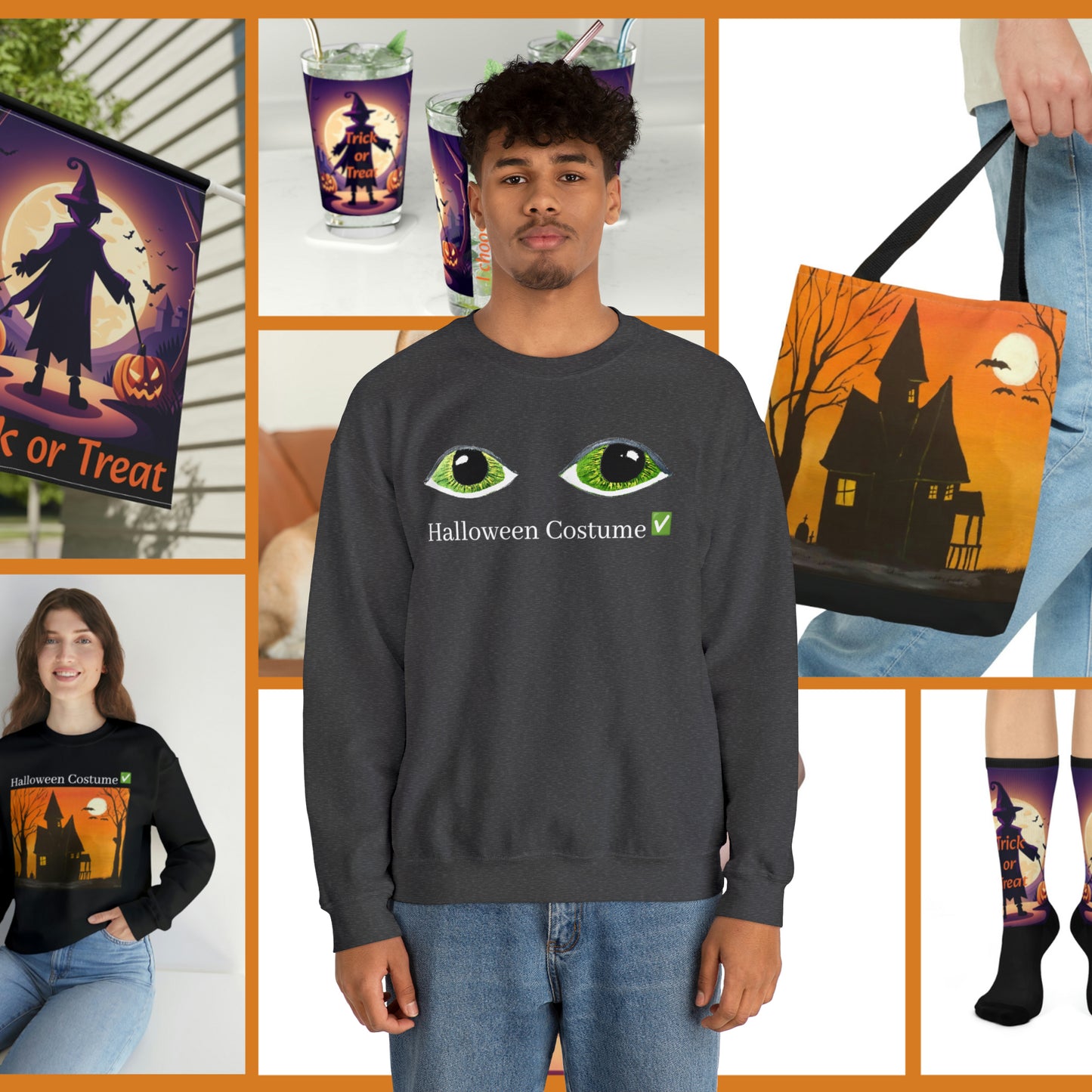 Halloween Spooky Eyes Unisex Heavy Crewneck Sweatshirt