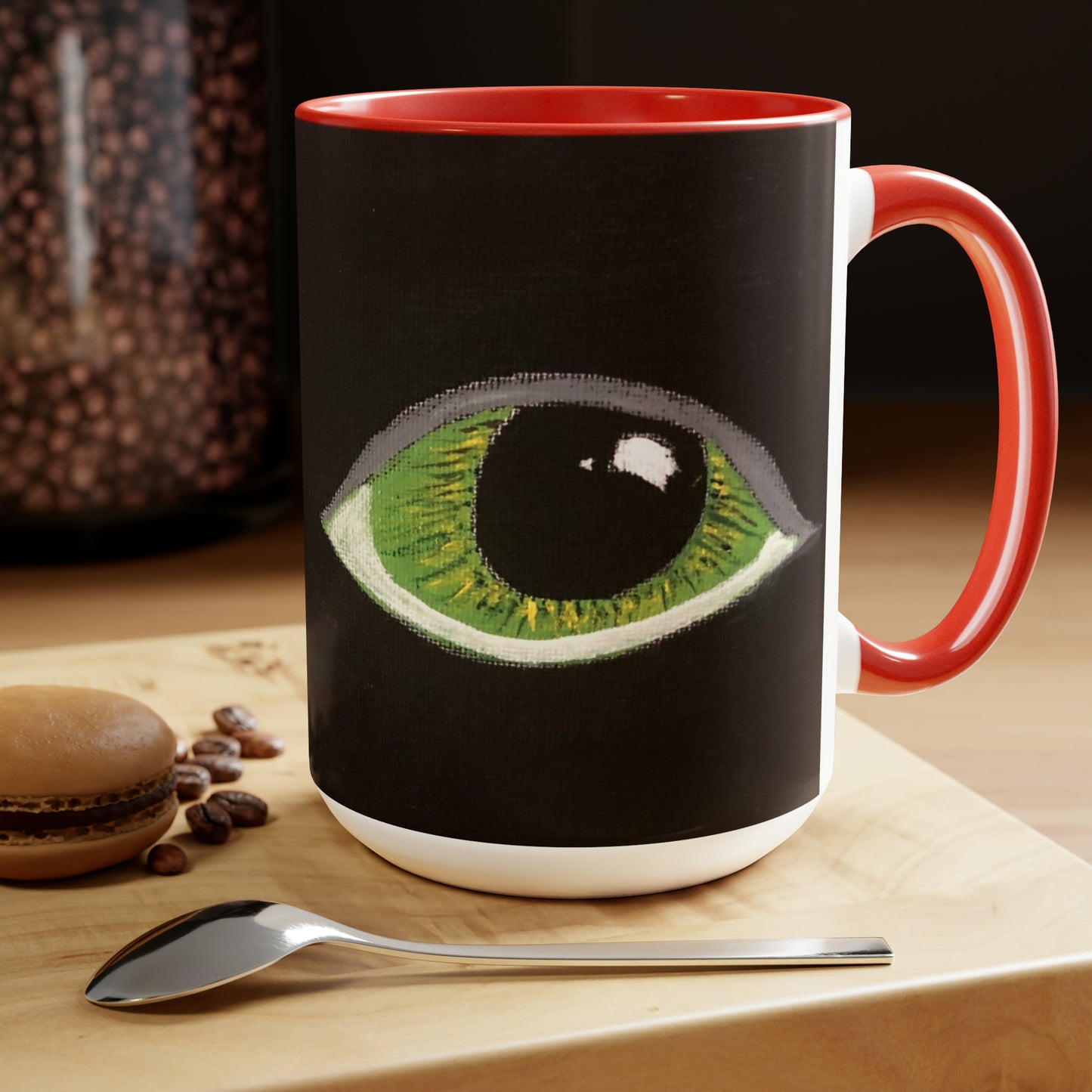 Halloween Spooky Eyes Two-Tone Coffee Mugs, 15oz