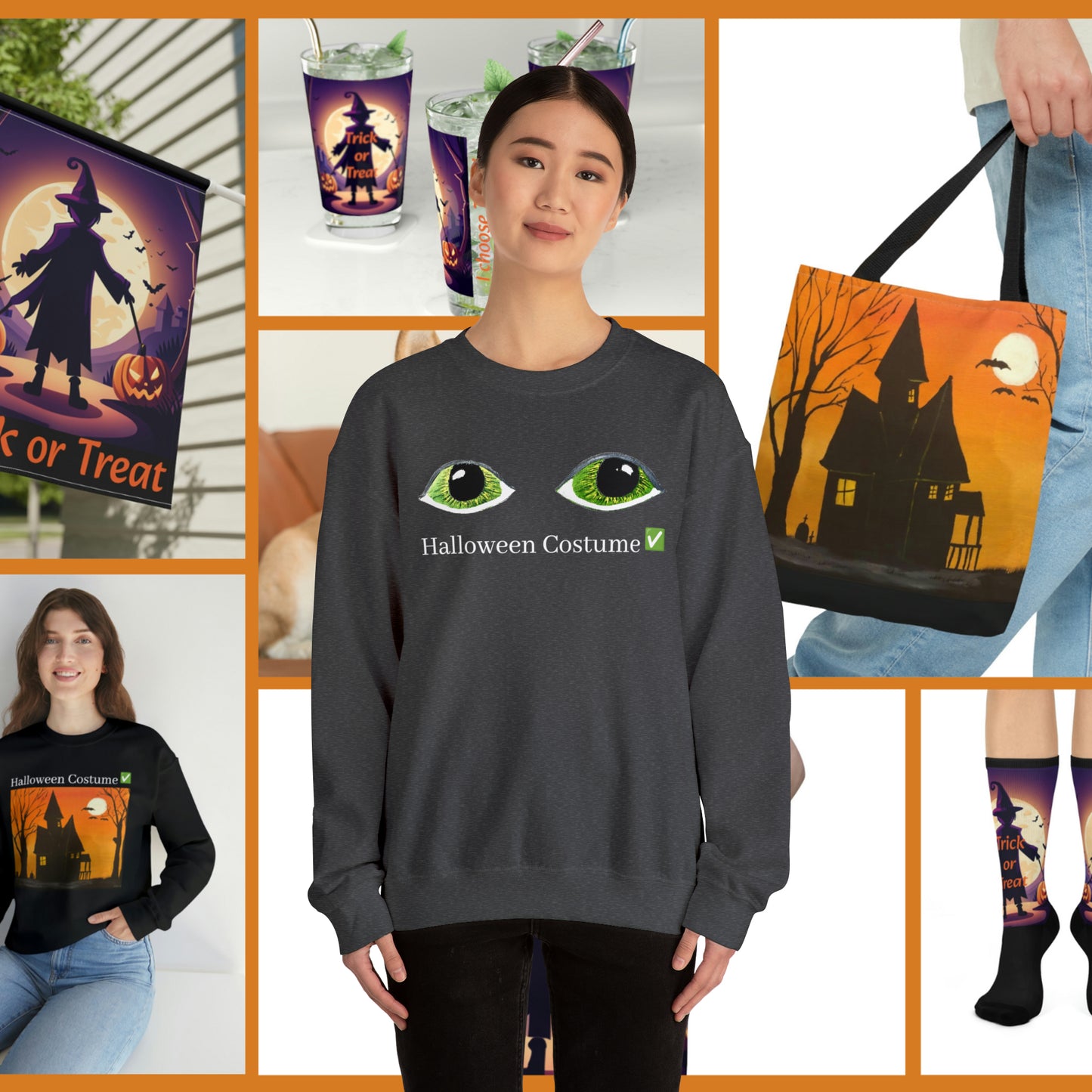 Halloween Spooky Eyes Unisex Heavy Crewneck Sweatshirt