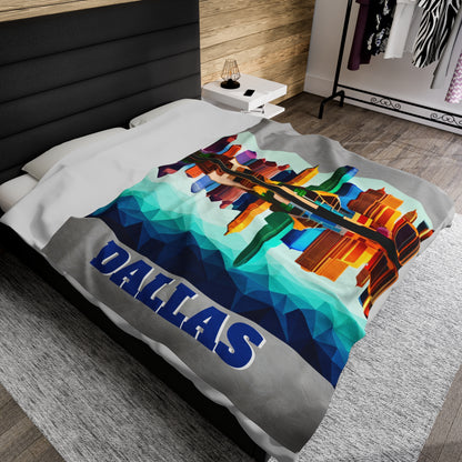 Dallas Texas Reflections Velveteen Plush Blanket