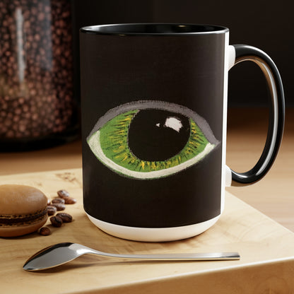 Halloween Spooky Eyes Two-Tone Coffee Mugs, 15oz