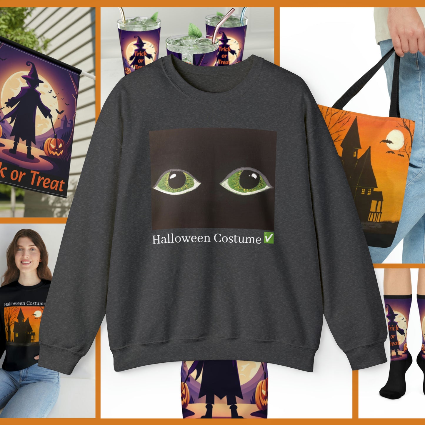 Halloween Spooky Eyes Unisex Heavy Crewneck Sweatshirt