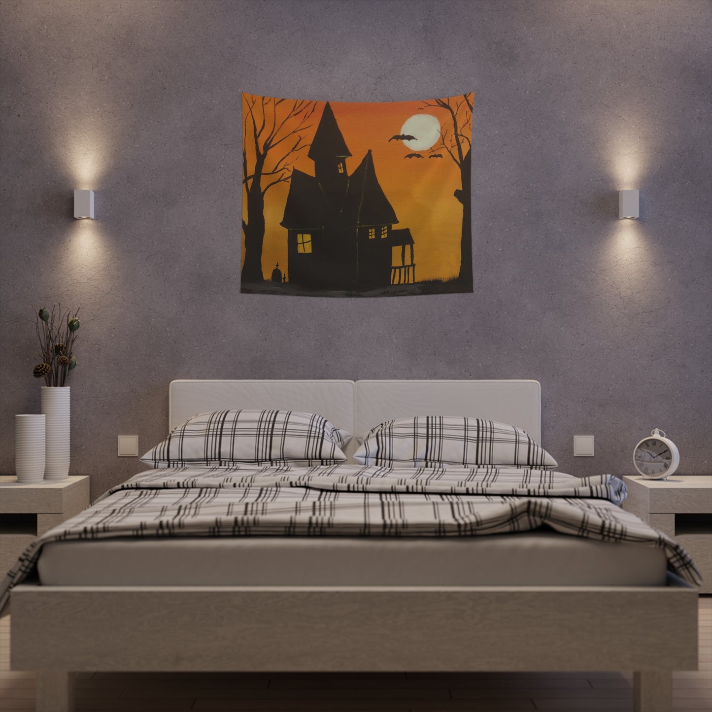 Halloween Spooky House Wall Tapestry