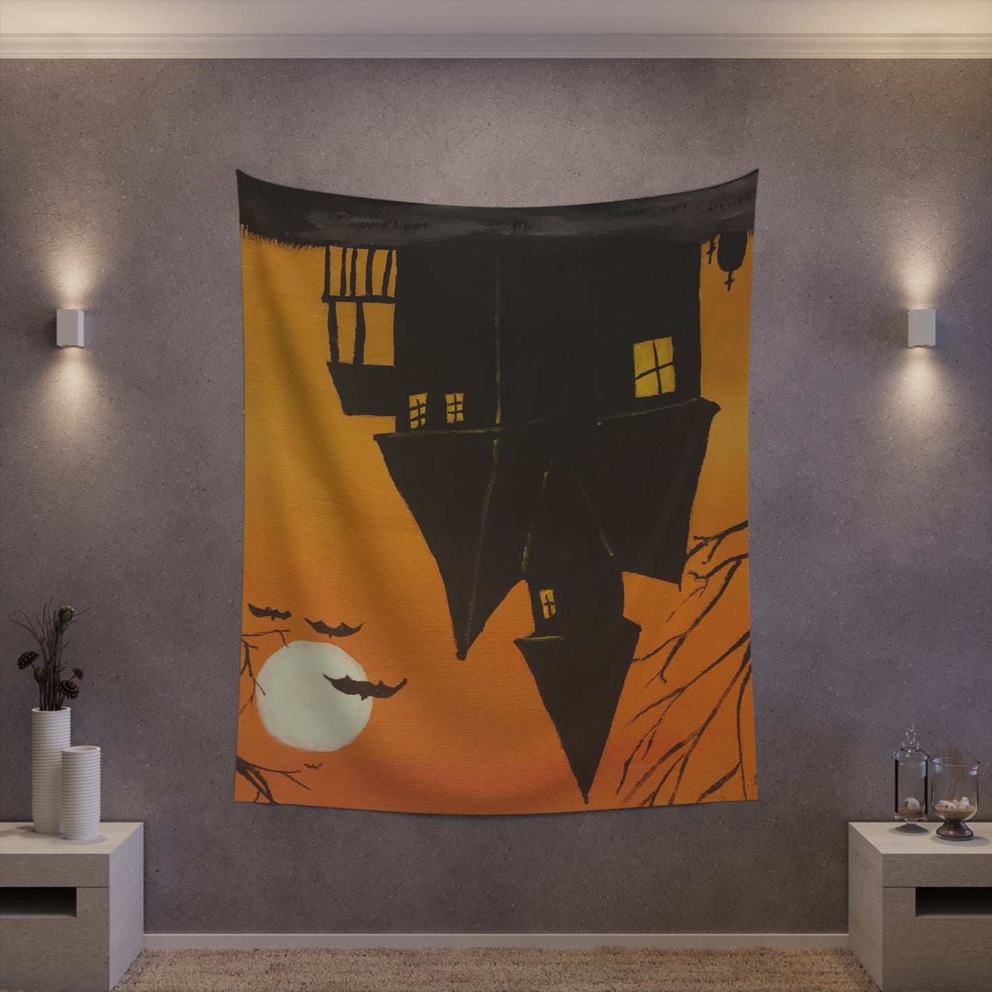 Halloween Spooky House Wall Tapestry