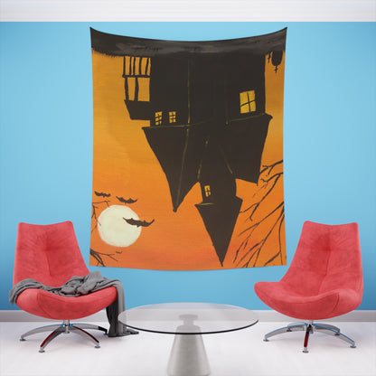 Halloween Spooky House Wall Tapestry